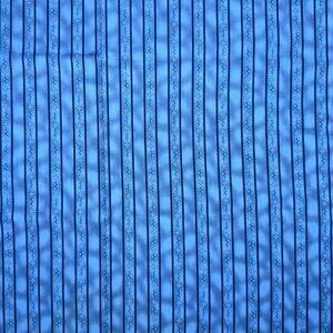 Vintage Blue on Blue Floral Vine Stripe Cotton Fabric - 1/2 Yard